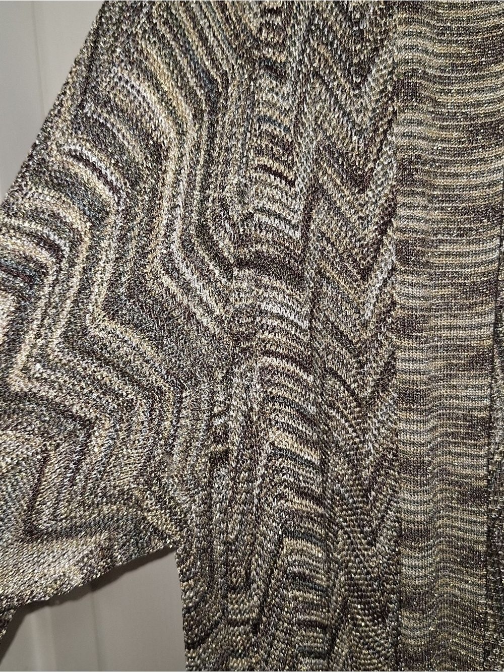 INC International Concepts Women's Black and Gold Chevron Knit Cardigan - Picture 2 of 4
